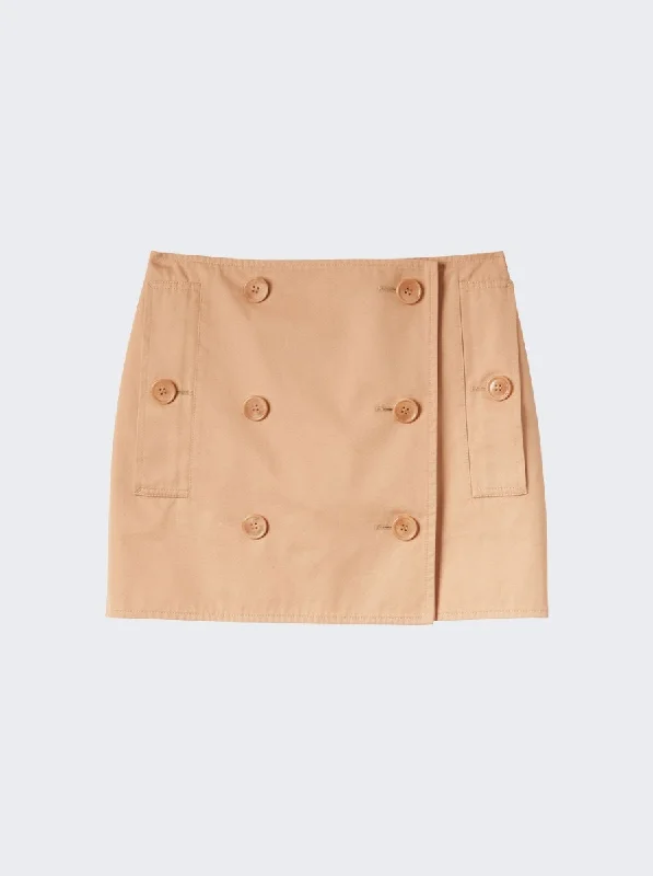 Cotton Gabardine Trench Mini SkirtChiffon Skirt