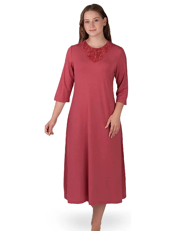 Soft Nightshirt with Lacey Panel CoralRunning Shirts