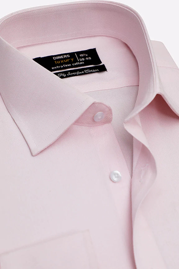 Pink Self Textured Formal ShirtAsymmetrical Shirts