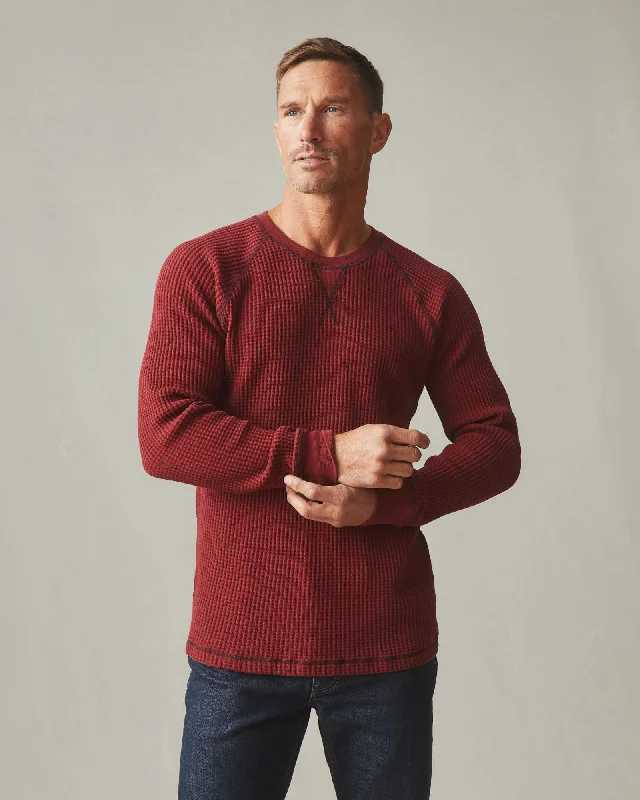 Waffle Long Sleeve Crew - Oxblood