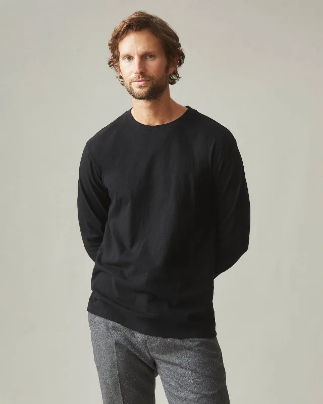 Premium Slub Crew Tee Long Sleeve - Black