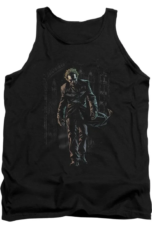 Batman Joker Leaves Arkham Adult Tank TopLightweight tee