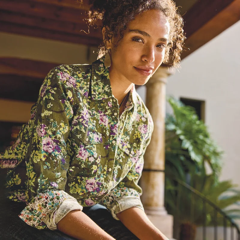 Willow Linen Floral ShirtZippered Shirts