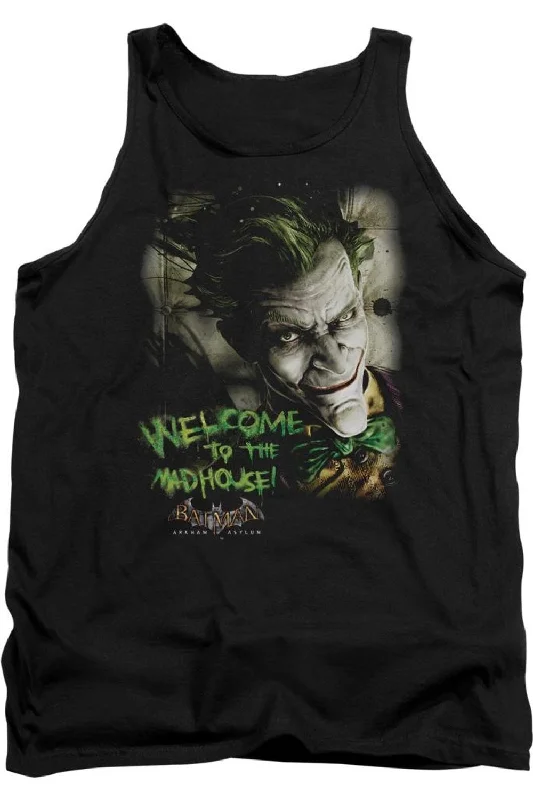 Batman Arkham Asylum Welcome To The Madhouse Adult Tank TopAthletic tank