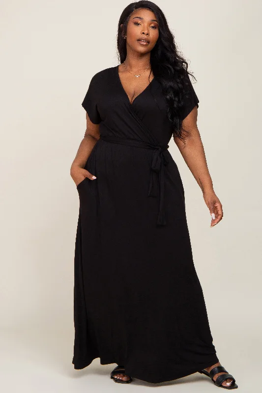 Hiking DressBlack Basic Plus Wrap Maxi Dress