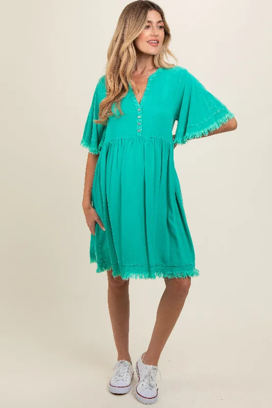 Velvet DressJade Button Front Frayed Maternity Dress