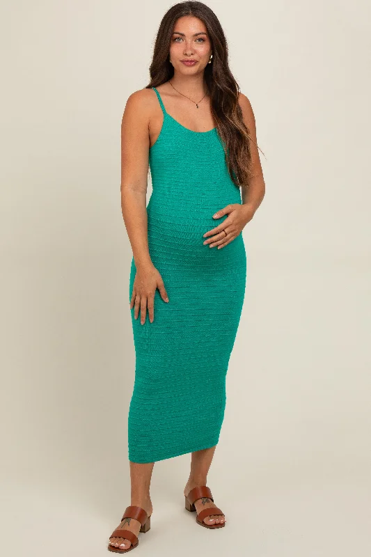 Retro DressJade Fitted Spaghetti Strap Maternity Midi Dress