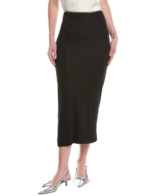 rag & bone Gwenyth Leather-Trim Midi SkirtLace Skirt