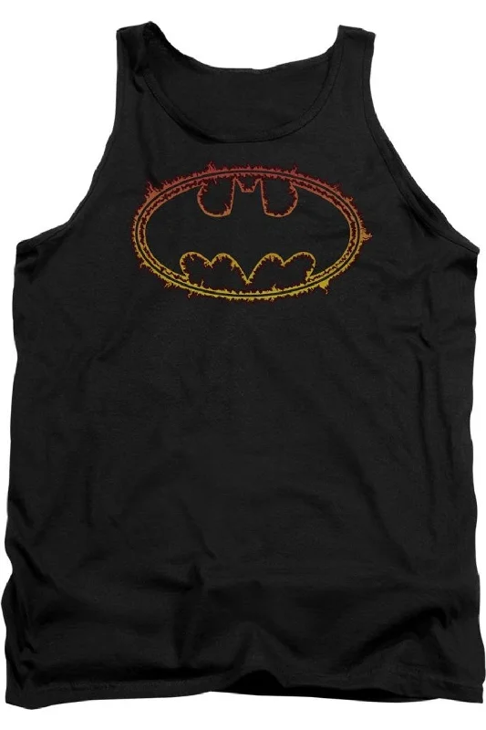 Batman Flame Outlined Logo Adult Tank TopCompression jacket