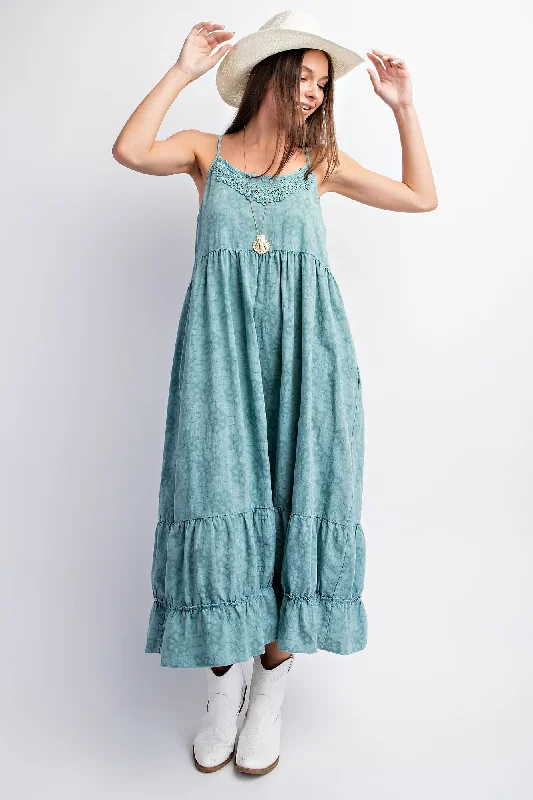 Dance DressJade Embroidered Vintage Wash Midi Dress