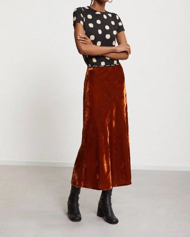 Velvet Midi Skirt In BronzoDance Skirt