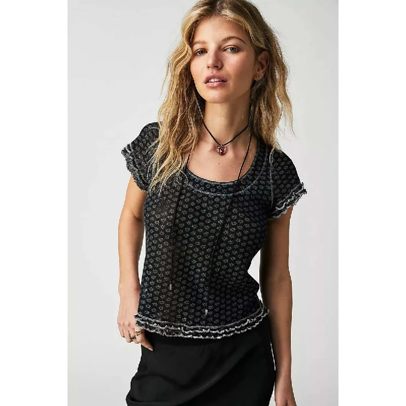 Free People Ladies Garner Tee In Black ComboEmbellished T-Shirts