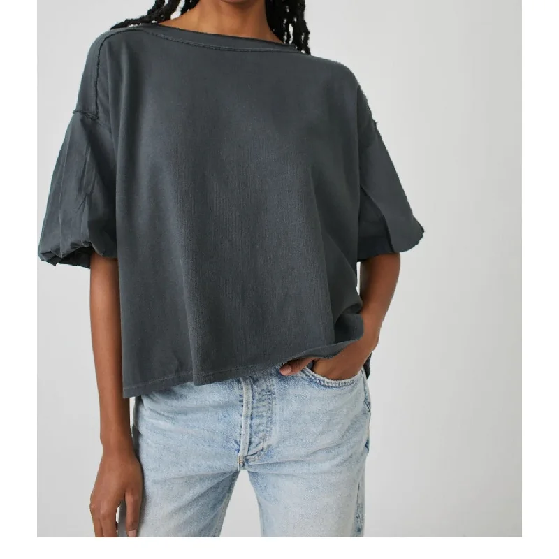 Free People Women's Blossom Tee In Charcoal GrayPocket T-Shirts