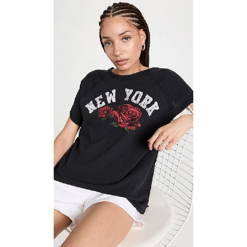 Free People Women's New York State Tee In Black & Red RoseStatement T-Shirts