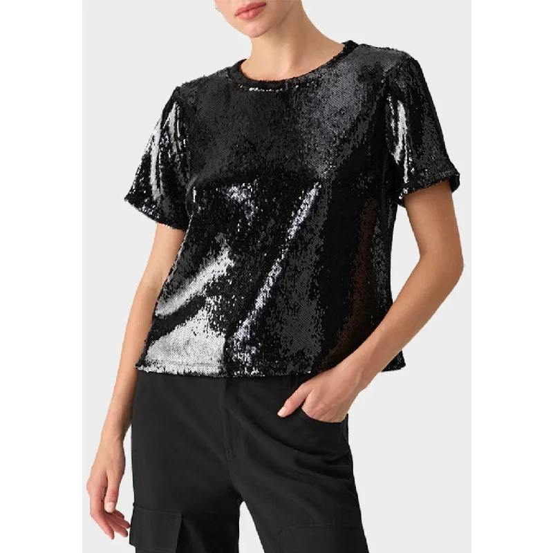 Sanctuary Ladies Perfect Sequin Tee In BlackRibbed Cuff T-Shirts