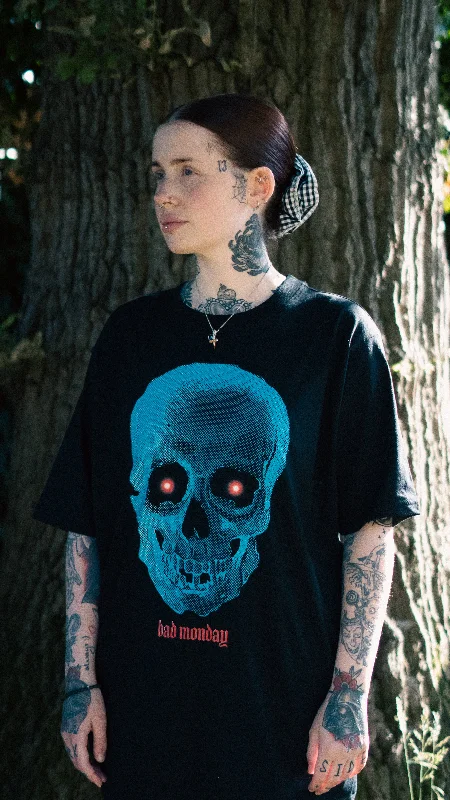 Screen Skull / Front Print Tee BlueFitted T-Shirts