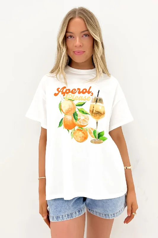 Aperol Please Tee WhiteRelaxed Fit T-Shirts