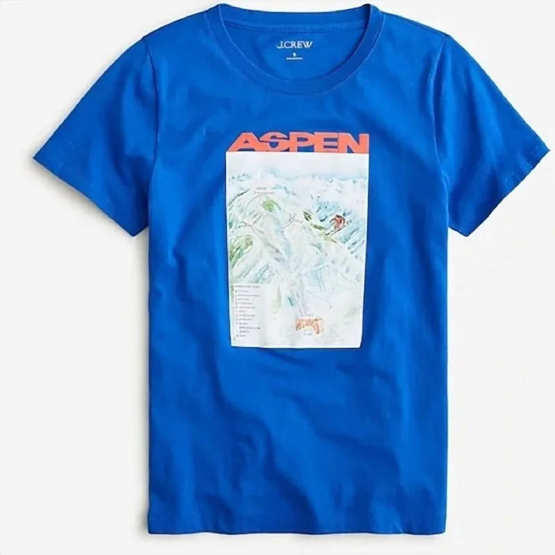 Aspen Broken Tee Top In BlueRetro T-Shirts