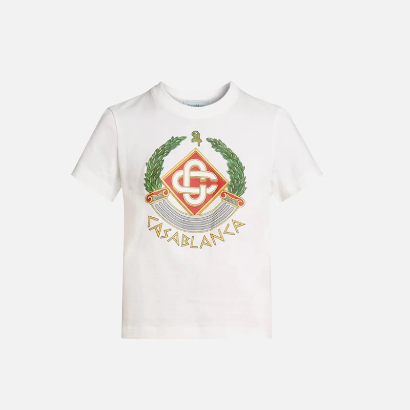 Casablanca Casa Crest Printed Fitted Tee - WhiteDistressed T-Shirts