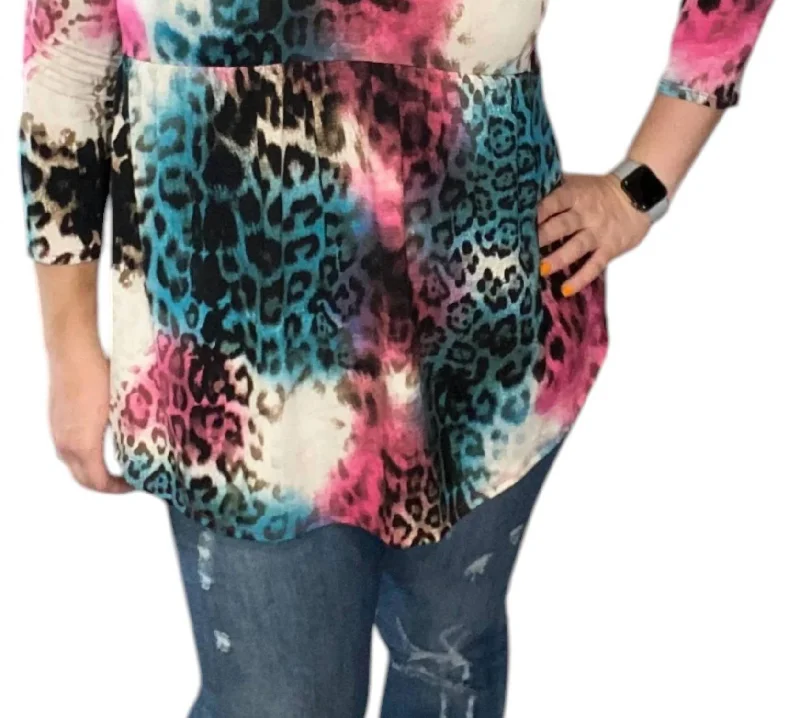 Colorful Leopard Babydoll Tee In Multi ColorPocket T-Shirts