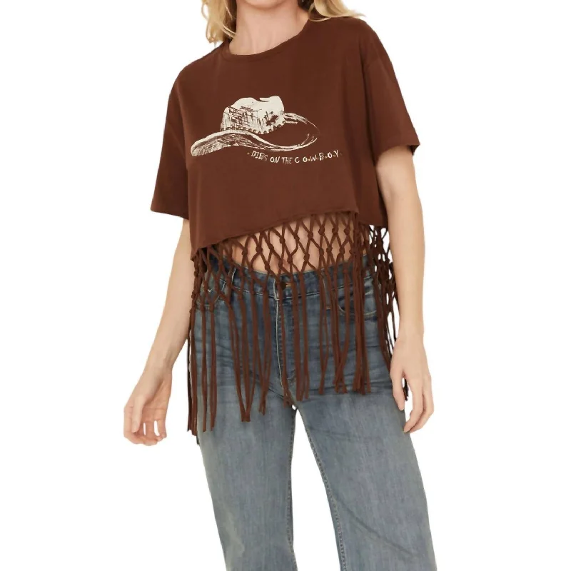 Dibs On The Cowboy Tee In Choco BrownCollege T-Shirts