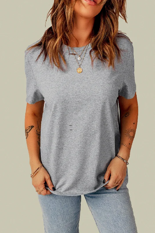 Distressed Round Neck TeeMetallic T-Shirts