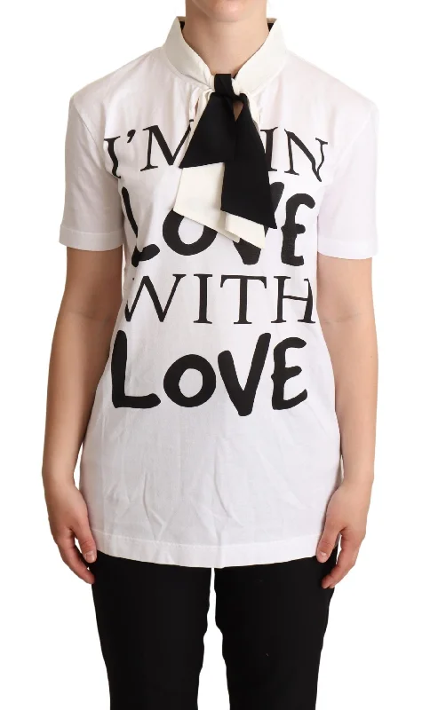 Dolce & Gabbana Chic Love Slogan Silk Cotton TeeStatement T-Shirts