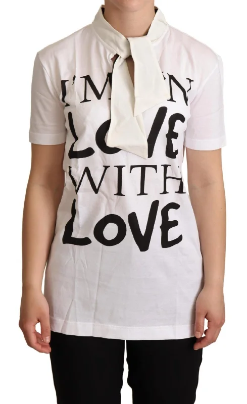 Dolce & Gabbana Chic White Love Motif Silk-Blend TeeCultural T-Shirts