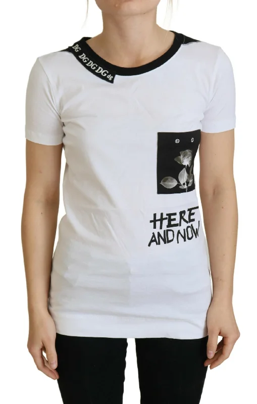 Dolce & Gabbana Chic Monochrome 'Here and Now' Cotton TeeAthletic T-Shirts