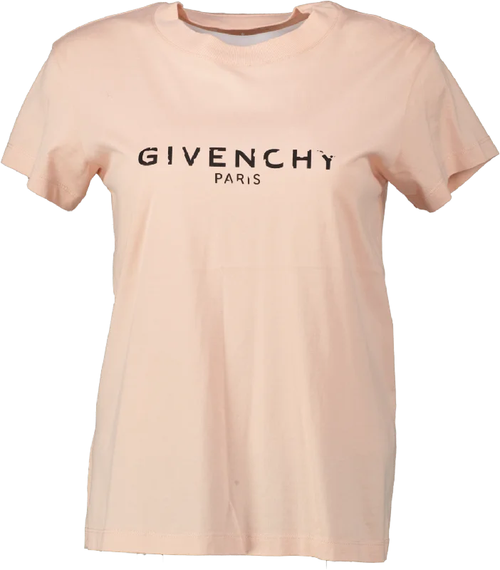 GIvenchy Pink Distressed Logo Cotton Graphic Tee UK XSPlush T-Shirts