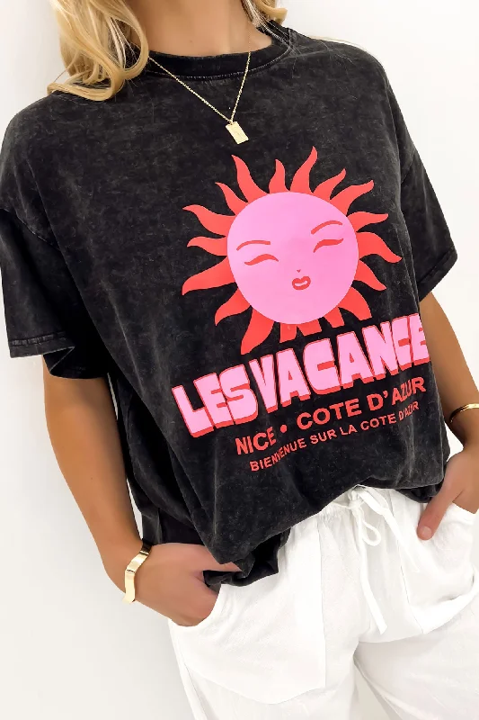 Les Vacances Tee Black Acid WashMetallic T-Shirts