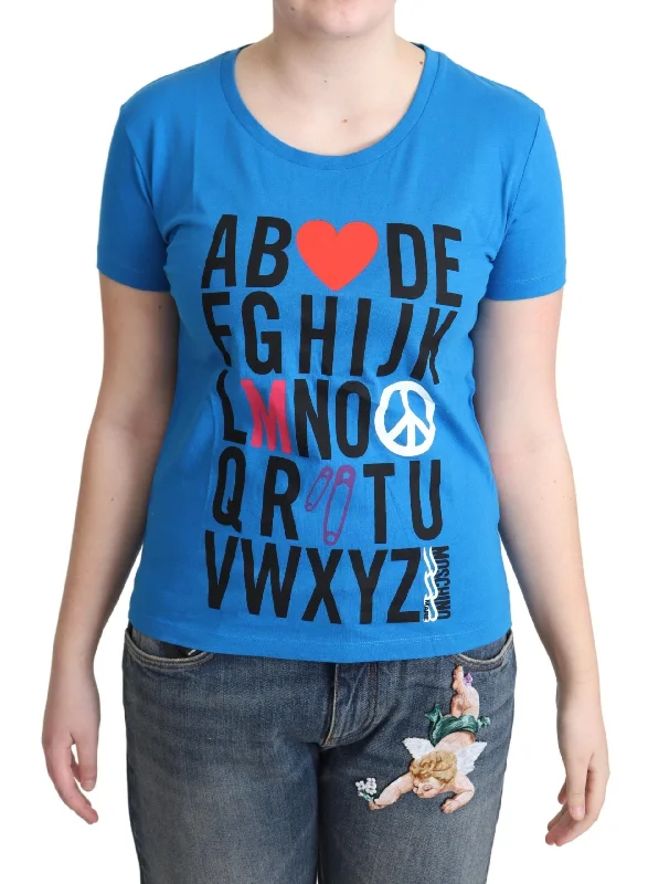 Moschino Chic Alphabet Cotton Tee in BlueEmbellished T-Shirts