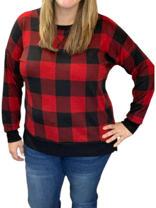 Plaid Weekender Tee In RedStriped T-Shirts