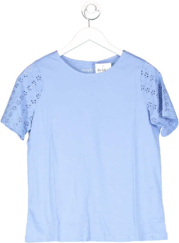 SimplyBe Blue Jersey Broderie Sleeve Tee UK 10Fishing T-Shirts