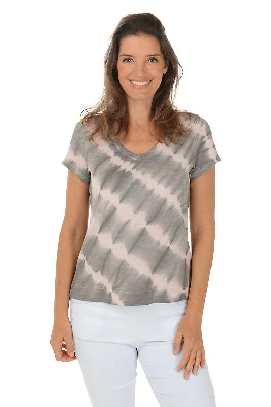 Pink Diagonal Tie-Dye TeeAsymmetrical T-Shirts