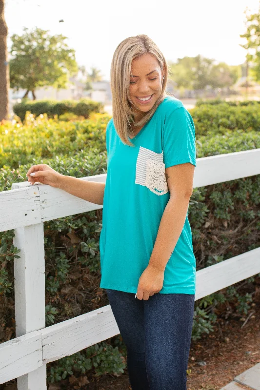 Turquoise & Lace Boyfriend TeeQuick-Dry T-Shirts