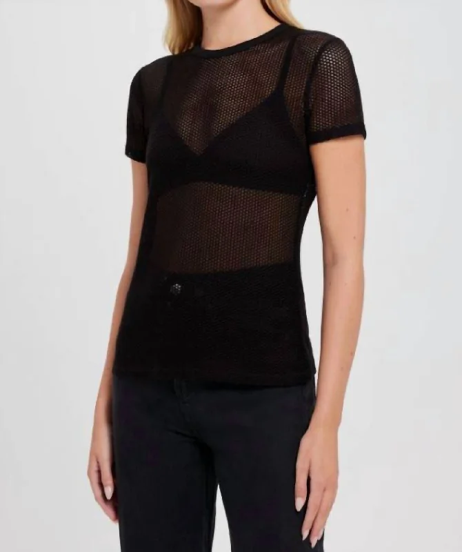 Whitney Fishnet Tee In BlackEmbroidered T-Shirts