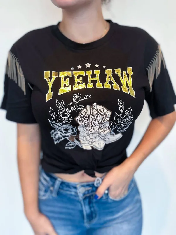 Yeehaw Fringe Graphic Tee In BlackFrench Terry T-Shirts